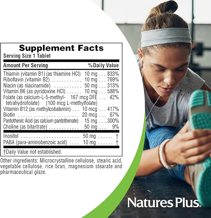 NaturesPlus B-Complex with Rice Bran - 90 Tablets - Vegetarian, Gluten Free - 90 Servings