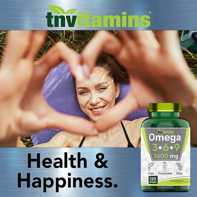 Triple Omega 3◆ 6◆ 9: 3600mg x 120 Softgels | Omega Essential Fatty Acids from Fish Oil (EPA & DHA), Flaxseed Oil (ALA & LA), & Olive Oil (OA) | Omega 3-6-9 Supplement for Women & Men | Non-GMO