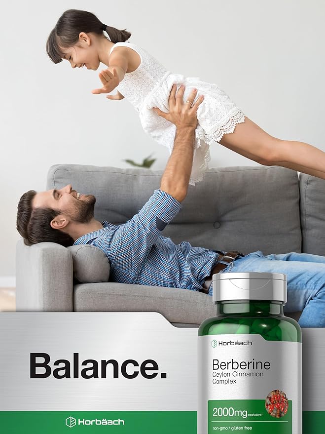 Horbaach Berberine with Ceylon Cinnamon | 2000mg | 120 Veggie Capsules | Vegetarian, Non-GMO & Gluten Free Supplement | Berberine Complex