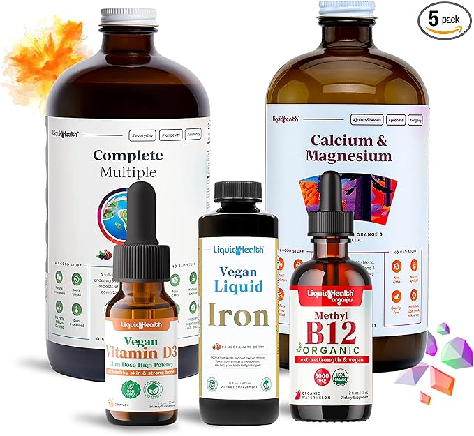 Liquid Health Ultimate Bariatric Liquid Vitamin Supplement Bundle - Daily Bariatric Multivitamin with Iron, Calcium, Magnesium, Vegan Vitamin D3 & Organic B12 - Bariatric Surgery Must Haves, USA Made