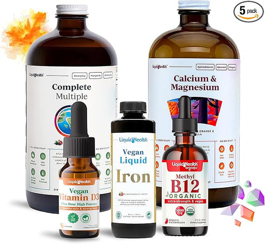 Liquid Health Ultimate Bariatric Liquid Vitamin Supplement Bundle - Daily Bariatric Multivitamin with Iron, Calcium, Magnesium, Vegan Vitamin D3 & Organic B12 - Bariatric Surgery Must Haves, USA Made