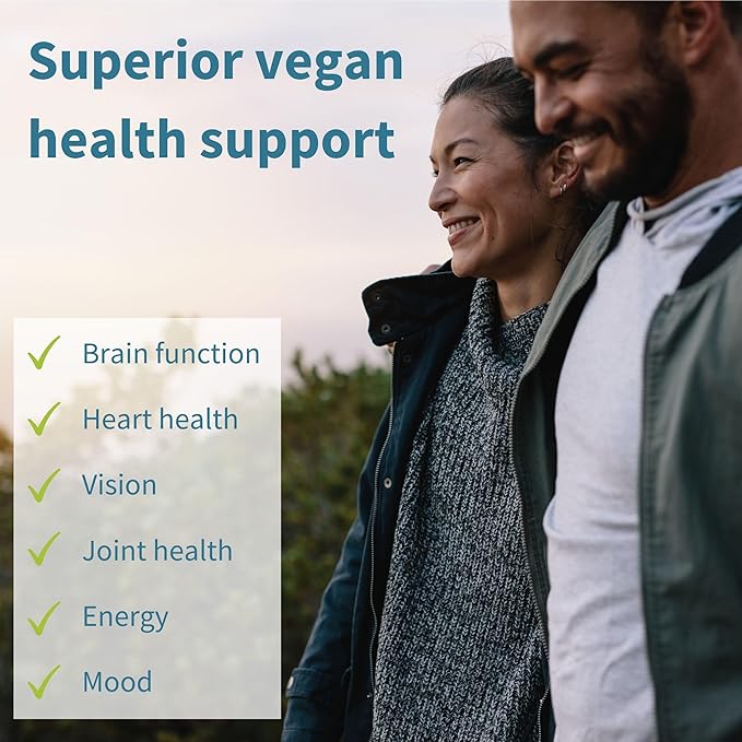 Vegan Omega-3 + Super B12-Complex 1000mcg Vegan Bundle, Sustainable EPA & DHA Algae Oil 1340mg + High Absorption Sublingual Vitamin B12 With Methylcobalamin, Adenosylcobalamin & Hydroxocobalamin, by I