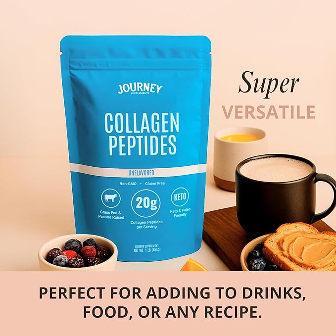 Collagen Peptides Powder, Unflavored, 1 lb – Supports Hair, Skin, Nail, Bone & Joint Health – Hydrolyzed, Grass-Fed, Gluten-Free, Keto-Friendly, Zero Sugar Protein Supplement.