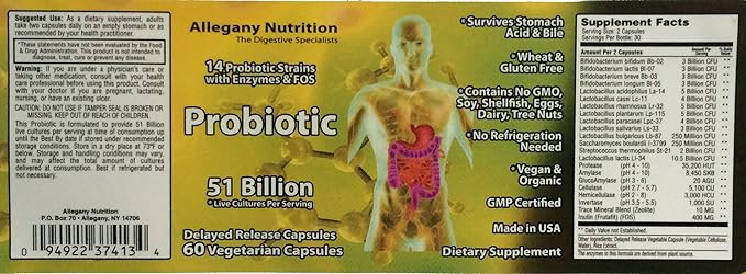 Probiotic 60 Capsules 51 Billion