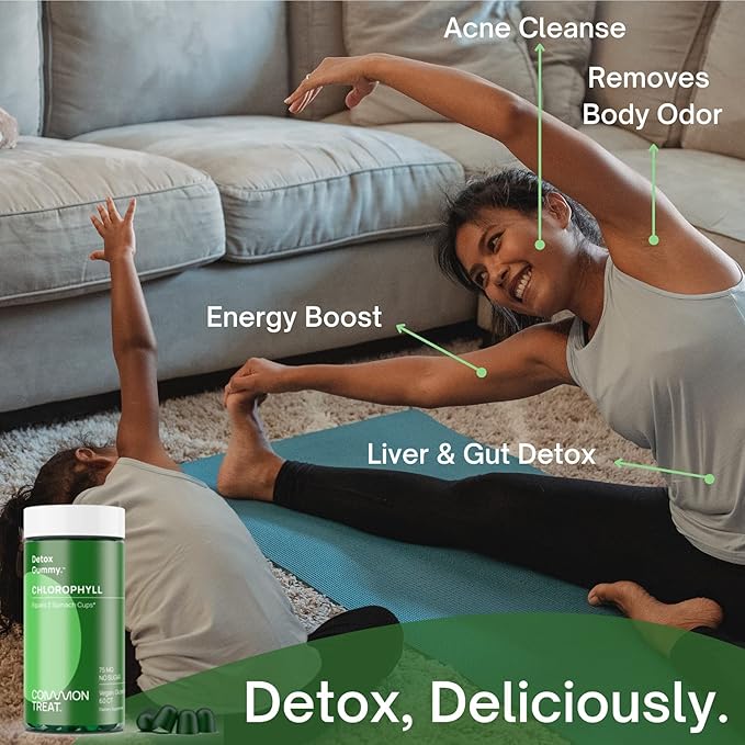 BOD Chlorophyll Gummies for Energy, Immune Support, Skin Health, Internal Deodorant, Fresh Breath, with Ashwagandha, Vegan, Gluten Free, Sugar Free, 75mg per Serving, Apple, 60 Servings