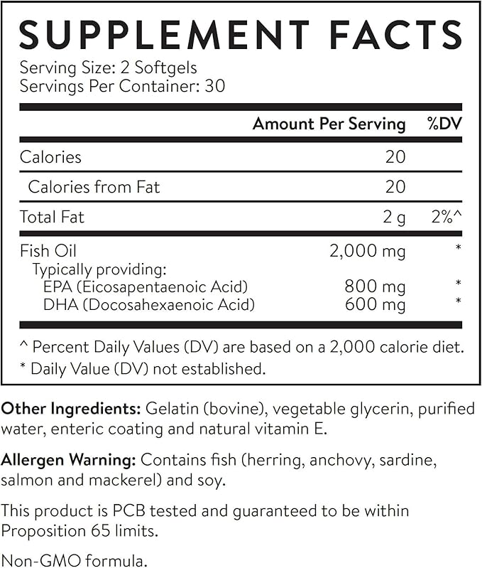 Essential Stacks Smart Omega 3 - Burpless Fish Oil - 1400mg EPA DHA Per Serving, Enteric Coated (60 Capsules)