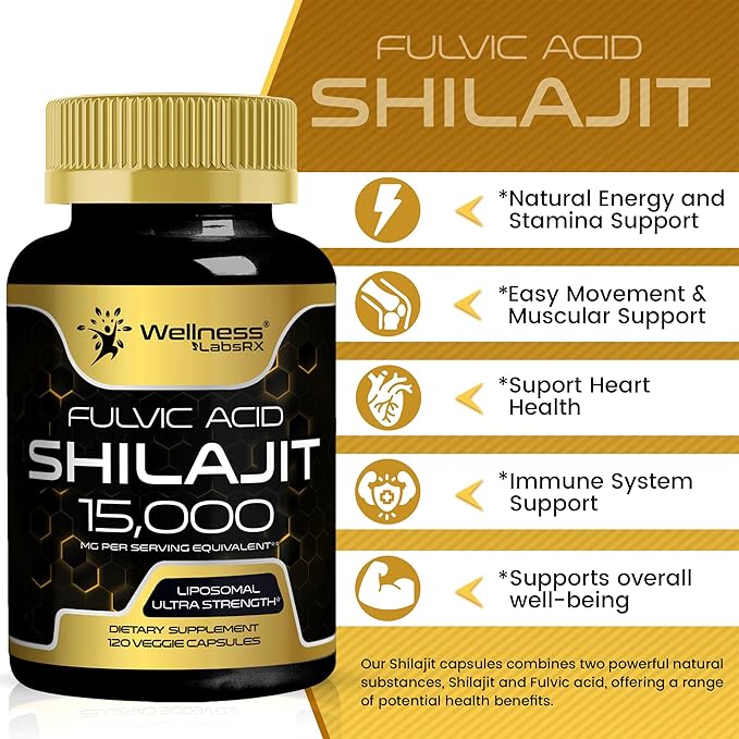 Himalayan Shilajit Capsules for Men 120 Count - 1500mg - Shilajit for Men, Pure Shilajeet for Women with Naturally Occuring Fulvic Acid - Shilajet Supplement for Enhanced Energy and Immune Support