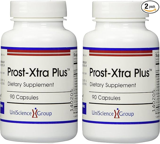 Prost-Xtra Plus (2 Bottle kit) with Rye Grass, 300mg Plant Sterols, Saw Palmetto, Zinc, Vitamin E 90 Capsules Each