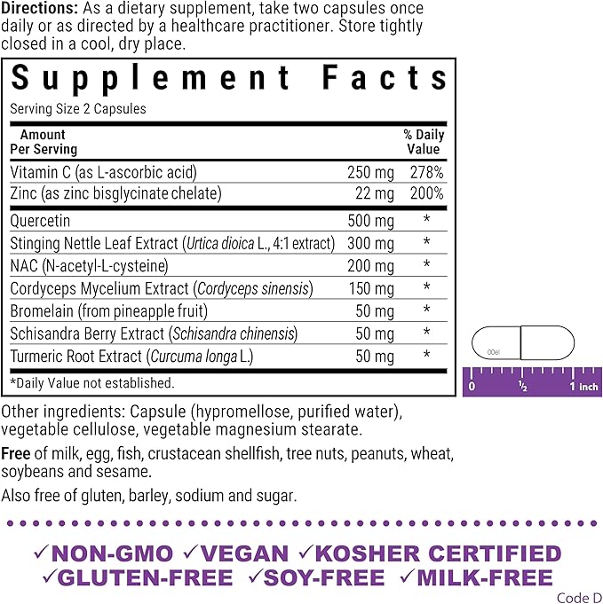 Bluebonnet Nutrition JustBreathe, Seasonal Support*, Non-GMO, Kosher Certified, Gluten-Free, Soy-Free, Dairy-Free, 30 Vegetable Capsules, 15 Servings