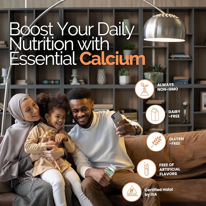 Zaytun Halal Calcium 650 mg + Vitamin D3 for Bone Health, Boosts Calcium Absorption, 1 Per Day, Made in USA, Vegetarian, Halal Certified, 4 Month Supply