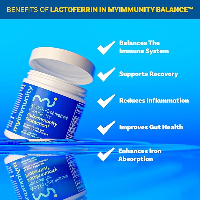 Immune Balance Supplement | Grass-Fed Lactoferrin, Taurine, Vitamins D3, K2 & B12 | 30-Min Delayed-Release | Promotes Gut, Digestive & Overall Wellness | Low Lactose, Made in USA
