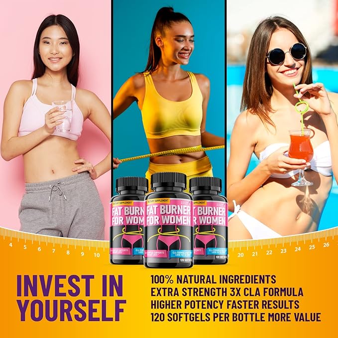 Belly Fat Burner for Women - Weight Loss Pills for Women Stomach Fat | CLA Softgels | Appetite Suppressant & Metabolism Booster | Bloating Relief & Natural Support - Keto Diet Pills 120 Softgels
