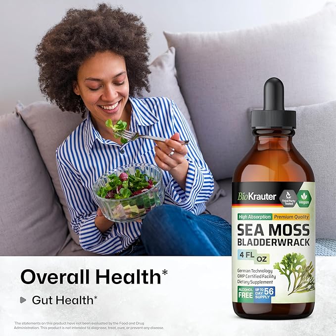 BIO KRAUTER Lion's Mane Tincture 4 Fl. Oz. & Sea Moss Tincture 4 Fl. Oz.