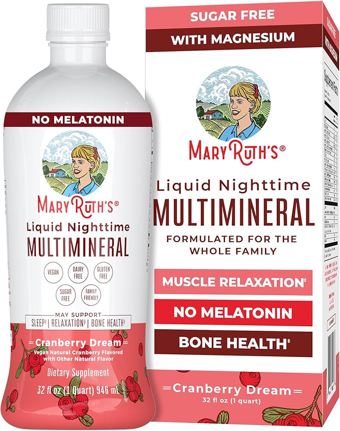 MaryRuth's Liquid Morning Multivitamin (Fruit Punch) & Liquid Nighttime Multimineral (Cranberry) | Clean Label Project Verified® | Vegan Vitamins for Energy, Muscle Relaxation, & Overall Health