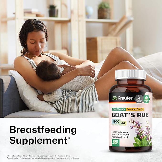 BIO KRAUTER Goats Rue Lactation Support Capsules 1200 mg - 100 Count - Goats Rue Capsules - Natural Breastfeeding Supplements