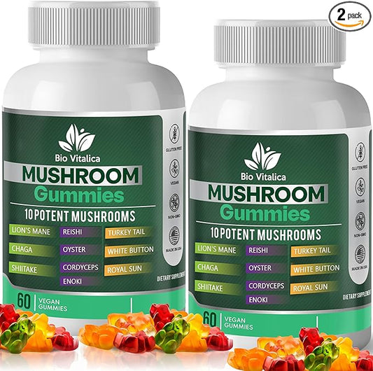 Mushroom Gummies - Lions Mane Gummies for Adults with 10 - Blend Mushrooms Complex Reishi, Chaga, Cordyceps, Turkey Tail, & More - Mushroom Supplement (2)