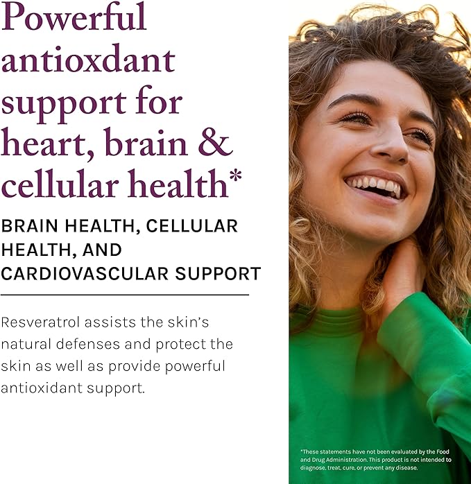 Reserveage Beauty Resveratrol Plus+ 1000 mg - Rapid-Release Resveratrol Capsules with Quercetin for Immune System, Brain Health & Cellular Health - Gluten-Free & Vegan - 30 Veggie Capsules