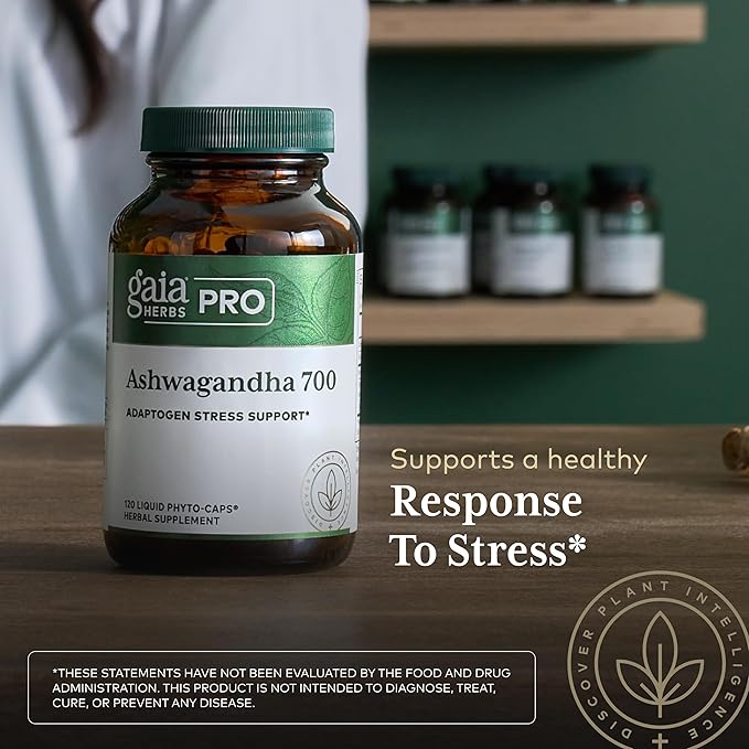 Gaia Herbs PRO Ashwagandha 700 - Healthy Immune Support Supplement* - Single-Herb Formula with Organic Ashwagandha - Vegan Gluten-Free Soy-Free - 120 Liquid Phyto-Caps (60 Servings)