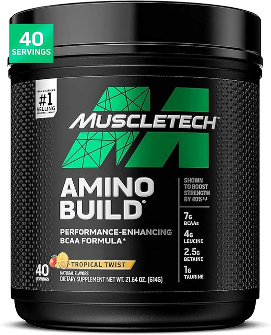 MuscleTech BCAA Powder for Men & Women, Tropical Twist - Amino Acids Nutritional Supplement with Electrolytes for Energy, Muscle Gain & Recovery - Sugar-Free Gym Pre-Workout - 40 Servings