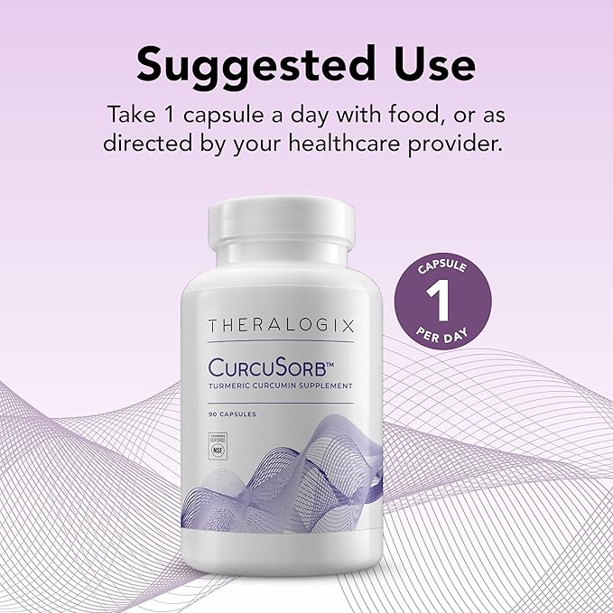 Theralogix CurcuSorb Turmeric Curcumin Supplement - 90-Day Supply - High-Absorption Turmeric Curcumin - Supports Brain, Heart, Immune & Joint Health - Aids Healthy Aging - NSF Certified - 90 Capsules