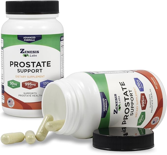 Zenesis Labs Prostate Health with Saw Palmetto - 270 Capsules - Also with Zinc, Copper, Pumpkin Seed, Burdock Root, Amino Acids, & Other Extracts - 135 Day Supply (90 Capsules/Bottle)