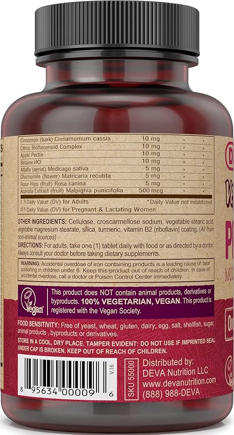 DEVA Vegan Vitamins Prenatal Multivitamin & Mineral - One Daily - 90 Vegetarian Tablets - Pack of 2