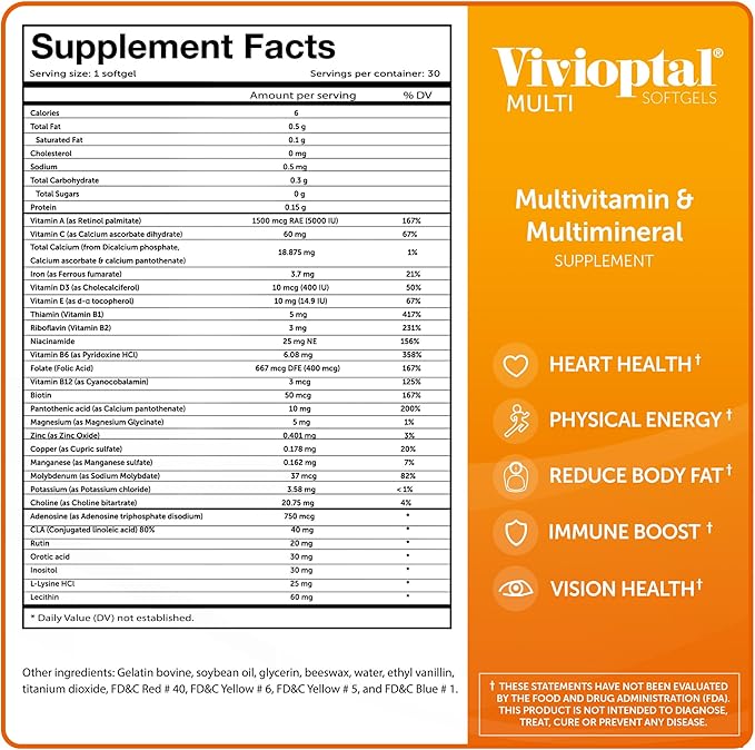Vivioptal Multi, 30 Softgels, Multivitamin & Multimineral, Gluten Free, German Formula