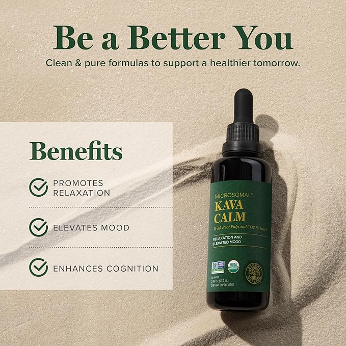 Global Healing Center - Organic Kava Calm - MicroSomal Tech, Pure Kava Drops - Induce Calmness, Particularly Those Involved with GABA