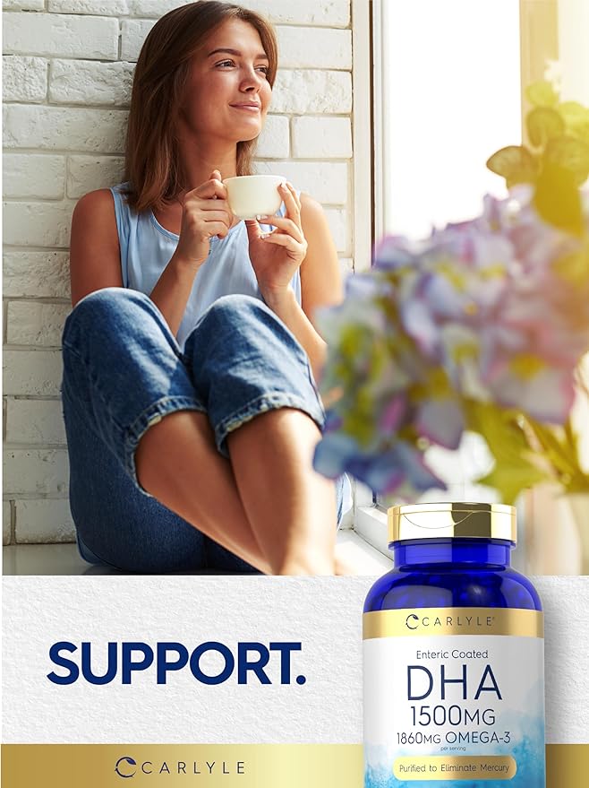 Carlyle DHA Supplement 1500mg | 180 Softgels | Omega-3 Supplement | Non-GMO, Gluten Free
