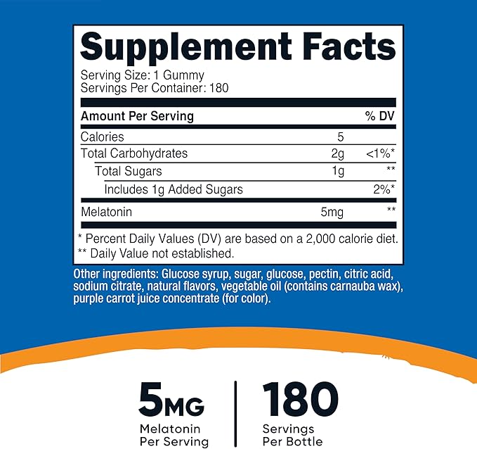 Nutricost Melatonin 5mg, 180 Gummies, Strawberry Flavored - Gluten Free, Non-GMO, No Corn Syrup