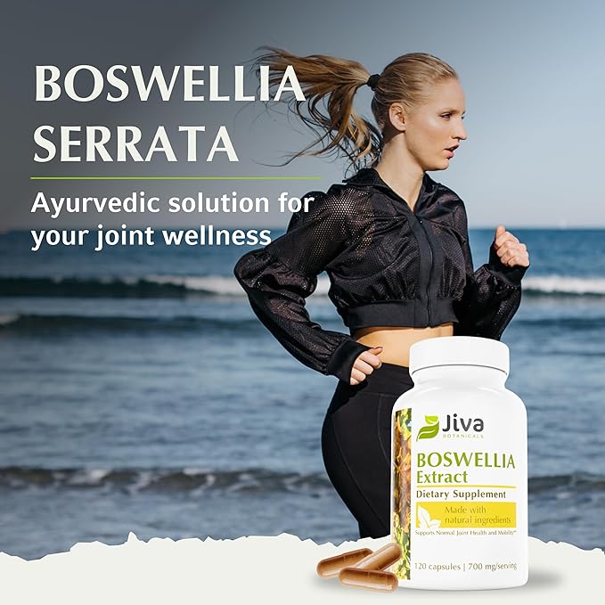 Jiva Botanicals Boswellia Extract Capsules 700mg per Serving - Boswellia Serrata Extract Supplement & Black Pepper - Joint Support Supplement for Normal Joint Health - Made in The USA - 120 Capsules