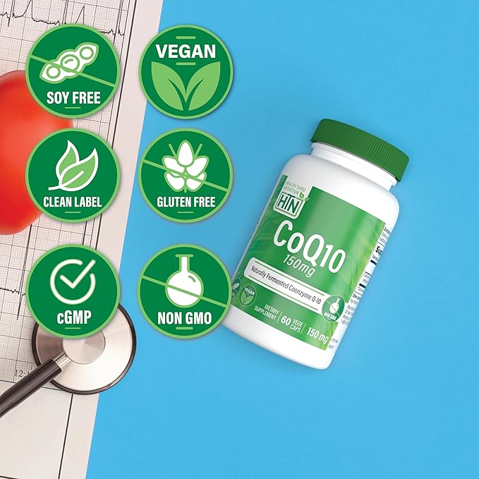 Health Thru Nutrition CoQ-10 150mg - 60 Capsules | Ubiquinone Coenzyme Q10 | Supports Cellular Energy & Antioxidant Protection | Non-GMO, Soy-Free, Vegan, Gluten-Free
