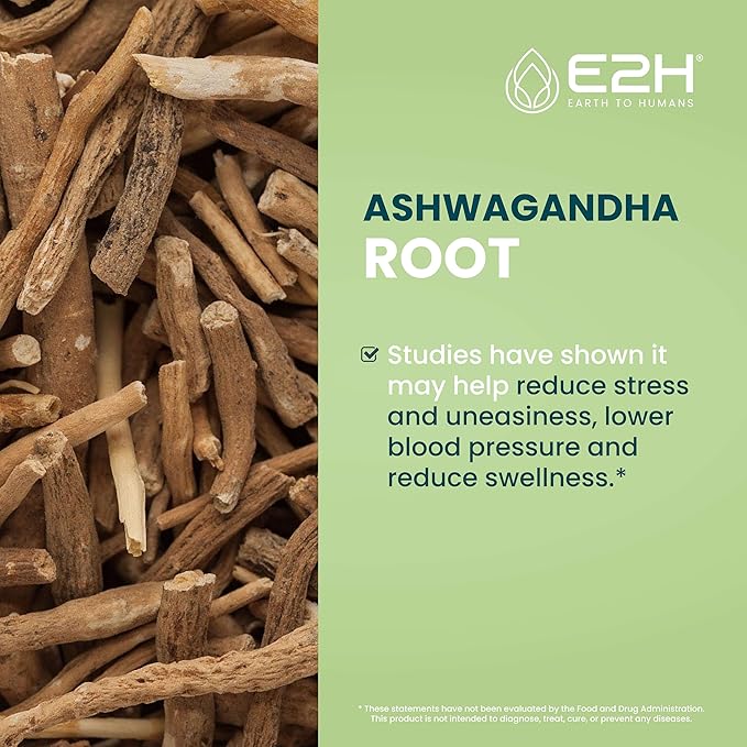 E2H Ashwagandha Liquid Drops - All-Natural Ashwagandha Supplement for Stress Relief and Mood Enhancer- Organic Ashwagandha Root Extract Effective Cortisol Manager | Non-GMO, Vegan (2 Bottles)
