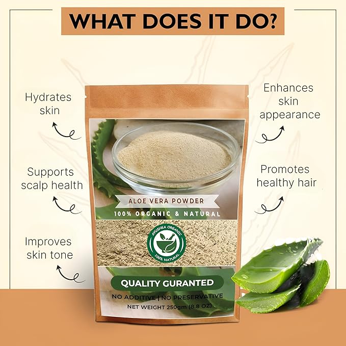 Aloe Vera Powder | Aloe barbadensis | Hair Care, Skin Care, and Natural Remedies (17.7 OZ | 500 gm)