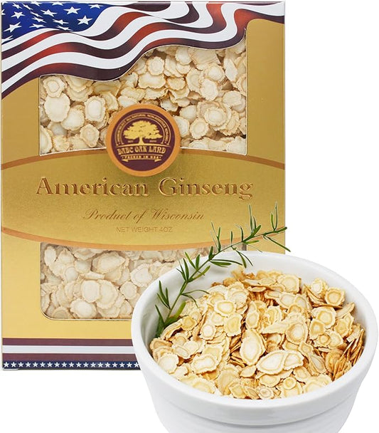 American Ginseng Slices from Wisconsin (Sliced Ginseng Root)Wisconsin Grown!Most People Use It to Make Ginseng Tea! Good for Health! (American Ginseng Slices (Small Round), 1 Box of 4 Ounces)