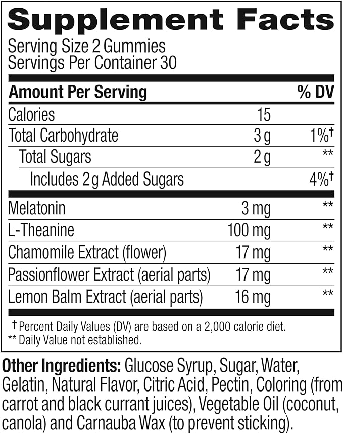 OLLY Sleep Gummy, 3 mg Melatonin, L-Theanine, Chamomile, Lemon Balm, Sleep Aid, Strawberry, 60 Count