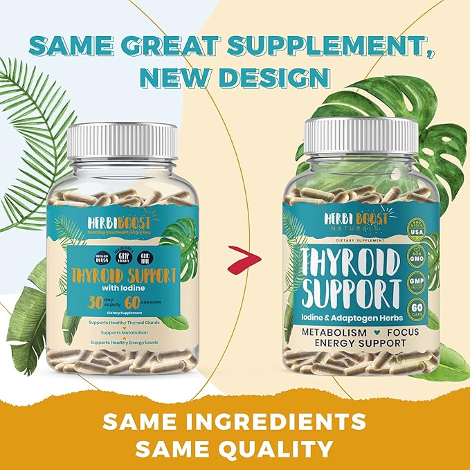 Thyroid Support for Women with Iodine ǀ 1069mg Extra Strength Supplement for Metabolism, Focus with Ashwagandha, L-Tyrosine, Zinc, Selenium & More
