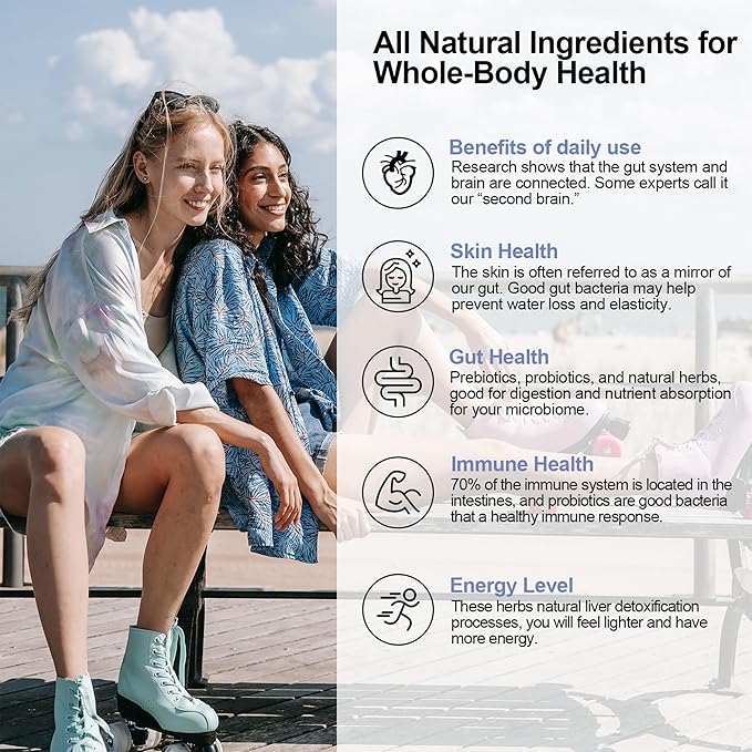 Probiotics for Women and Men, 300 Billion CFU 24 Strains Probiotics + 15 Organic Herbs Prebiotics Blend, Shelf Stable Gut Health Supplement for Digestive Immune & Whole-Body Health, 6 Month Supply