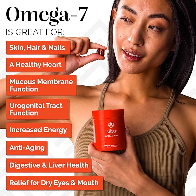 sibu Omega-7 Plus Softgels (60ct, 30 Day Supply) – Blend of Sea Buckthorn Oil and Plant-Based Vitamin D3 & Omega-3 DHA
