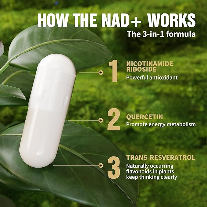 NAD Supplement 900mg, Liposomal NAD+ Nicotinamide Riboside Supplement for Men and Women, Resveratrol, Quercetin High Efficiency Supports for Energy Booster, 120 Capsules