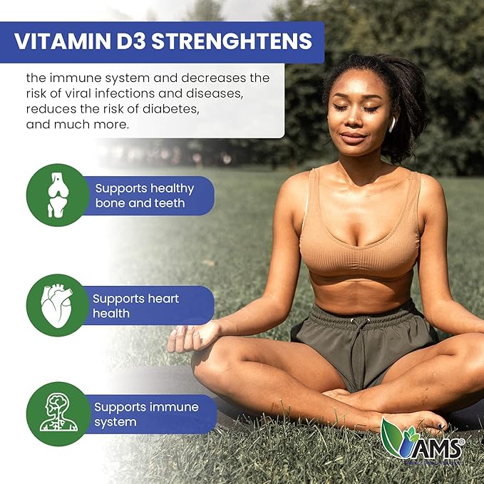 America Medic & Science Xtra D3 Vitamin D 10,000 IU (250 mcg) Cholecalciferol Supplement for Men & Women (60 Easy to Swallow Softgels) Best for Bone, Heart Health, Immune System Support, Lung Function