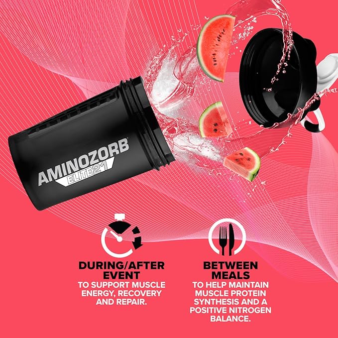 EFX Sports Aminozorb Elite 21 | PH-Correct, Full Spectrum Aminos + Glutamine | Essential & Non Essential Aminos | Zero Sugars | 30 Servings (Watermelon)