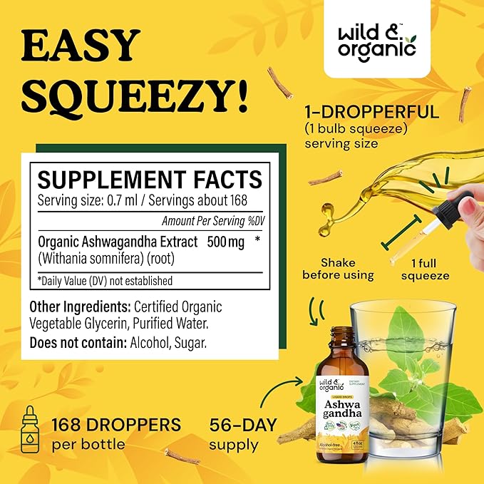 Wild & Organic Kava Kava Tincture 4 fl oz & Ashwagandha Tincture 4 fl oz