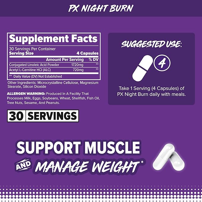FINAFLEX PX Night Burn - 120 Capsules - Ultimate Non-Stim Weight Loss - Supports Healthy Body Composition & Lean Muscle Mass - 30 Servings