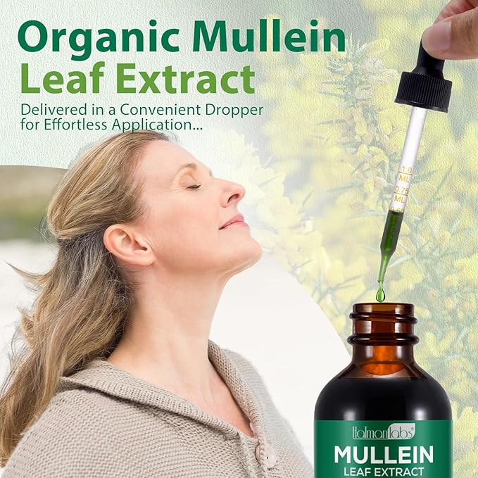 2 Pack Mullein Drops for Lungs, Natural Mullein Herbal Supplements, Mullein Leaf Extract for Lung Cleanse and Respiratory Support, 2.02 fl oz