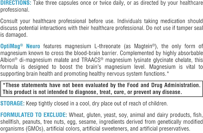 XYMOGEN OptiMag Neuro - Magnesium L Threonate Supplement with Chelated Magnesium Lysinate Glycinate - Support Brain Health & Relaxation (90 Capsules)