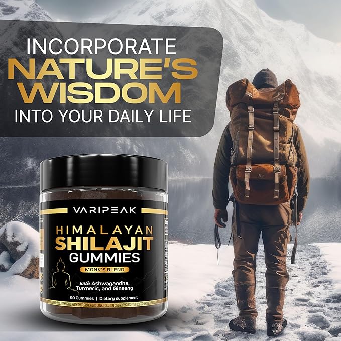 4-in-1 Organic Himalayan Shilajit Gummies | Fortified with Ashwagandha, Turmeric, & Ginseng | for Energy, Immunity & Cognitive Support | 90 Count | Sugar Free, Vegan, Non-GMO | for Men and Women