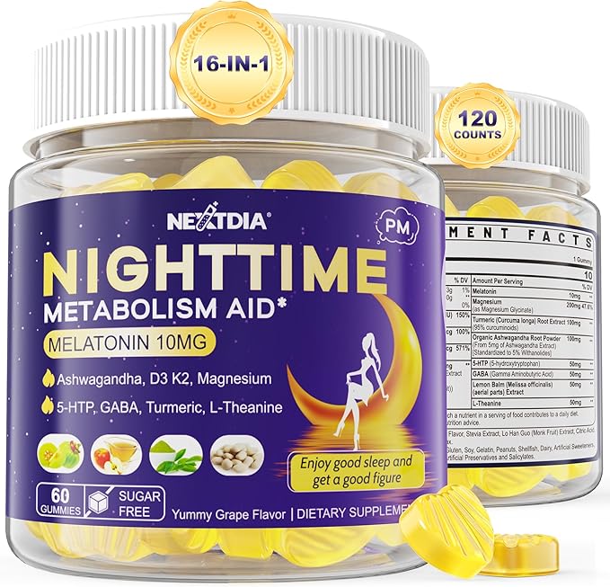 Bundle: Sugar Free Vitamin C + D3 + Zinc Gummies for Adults & Melatonin 10mg 20mg Night Time Metabolism Sleep Gummies