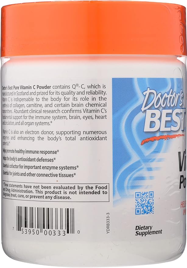 Doctors Best Vitamin C with Quali-C Powder, Non-GMO, Vegan, 250 Grams (Pack of 1)