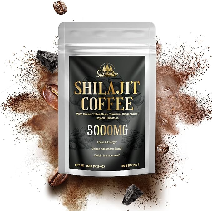 Liquid Liposomal Fulvic Humic Acid Supplement & 5000MG Shilajit Coffee for Focus, Energy